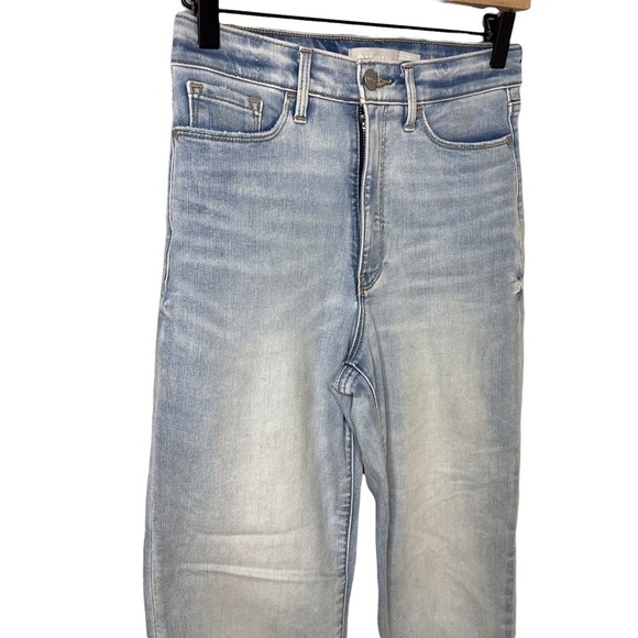 Athleta Sculptek Straight Leg Ankle Jeans Size 0 Light Wash Raw Hem Style 53540 - Picture 4 of 12